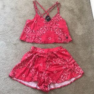 NWT Red Bandana Crop Top and Shorts Set